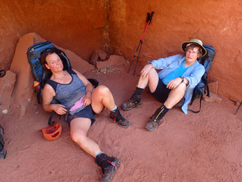 two exhausted hikers