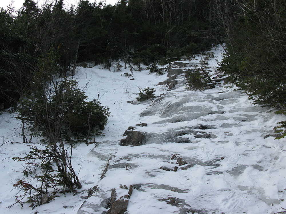 icy pitch on Osceola Trail in White Mountains