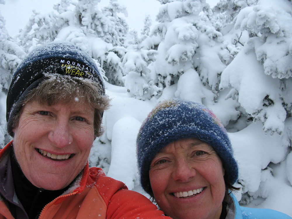Nancy and Pat two hikers on the summit of Mt Galehead