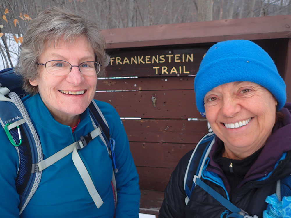 Nasncy and Pat two hikers taking a selfie at the Arethusa Falls trailhead