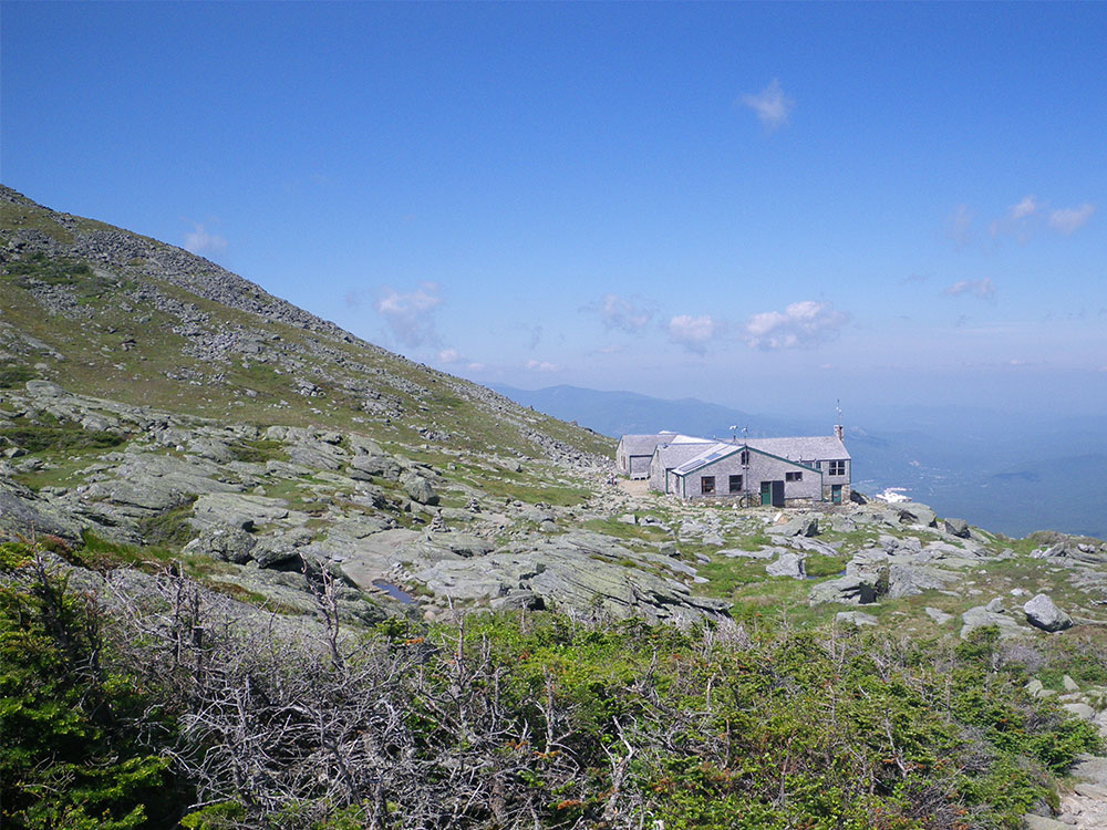 AMC hut with Mt Monroe in the background