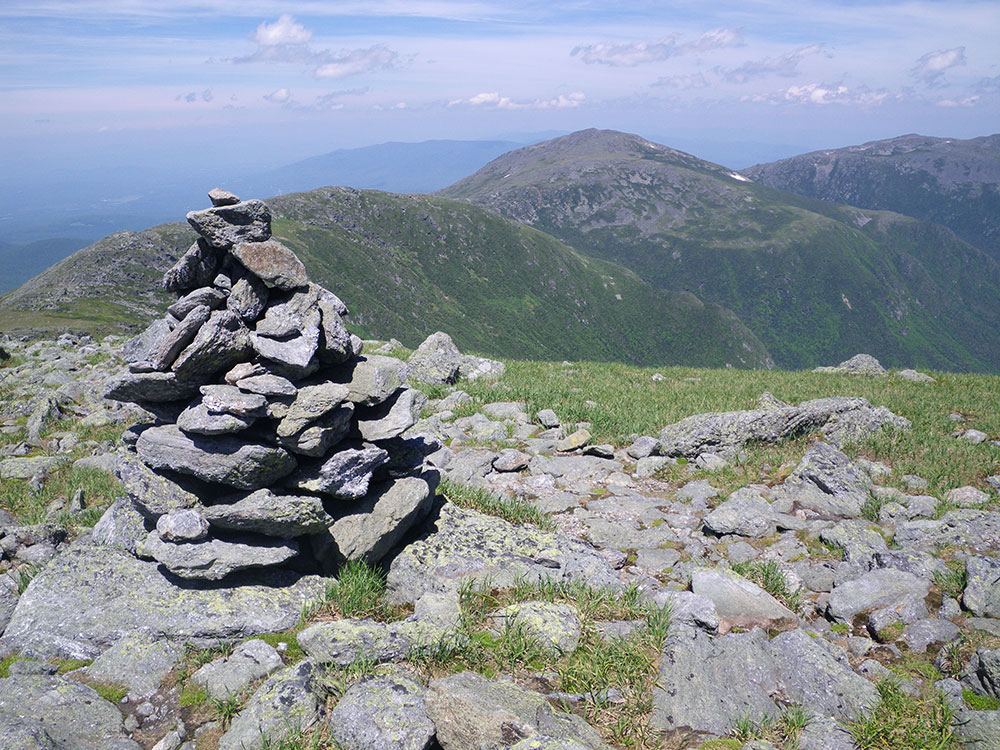 cairn in foreground and northern presidentials in the background