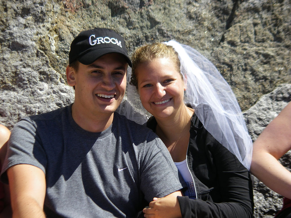 bride and groom on the summit of Monadnock