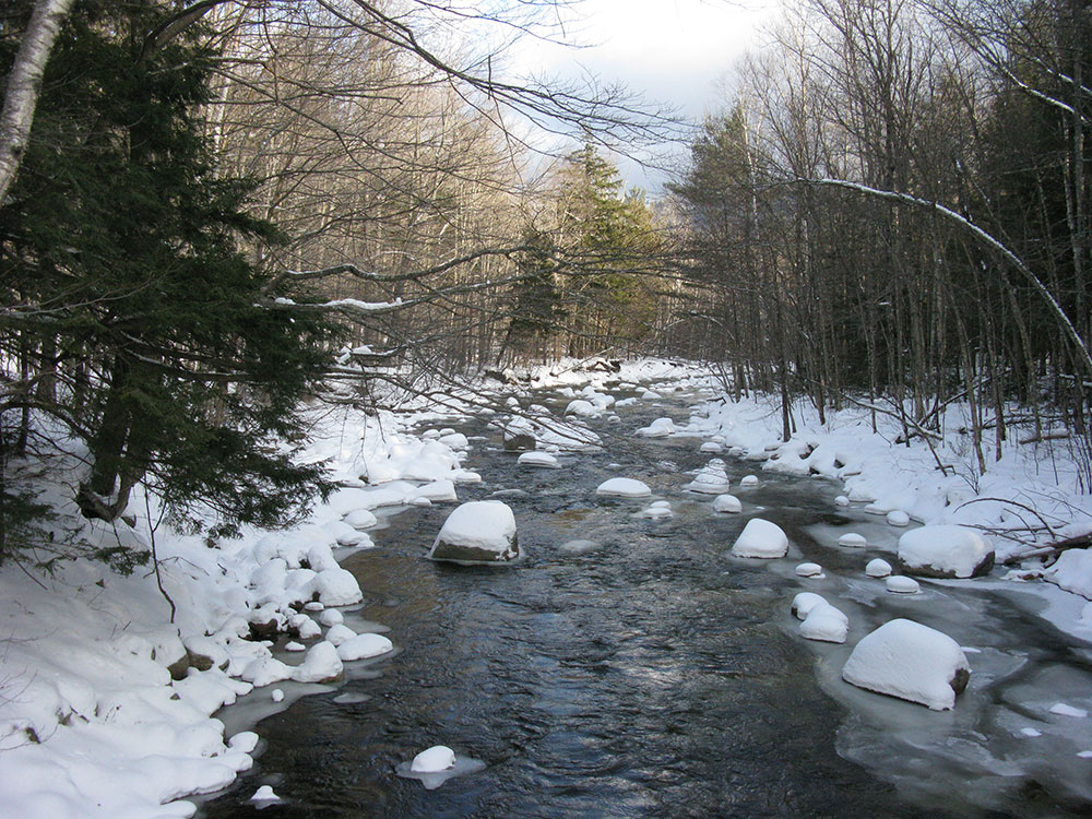Ausable River river scene in winter