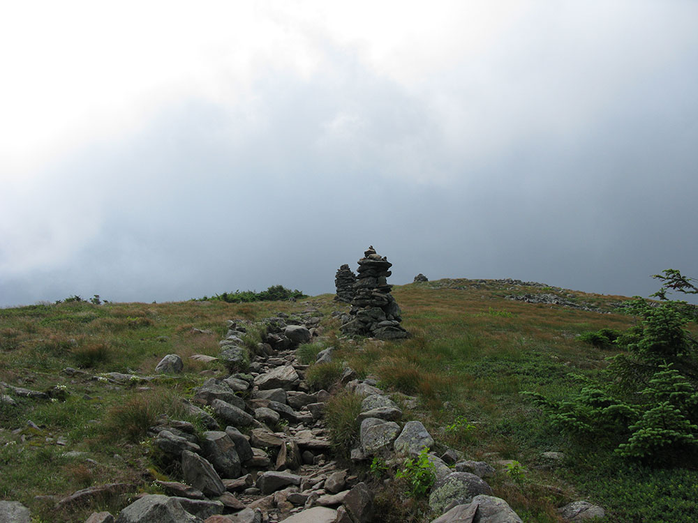 approaching the summit of Mt Moosilaukee with cairns showing the way