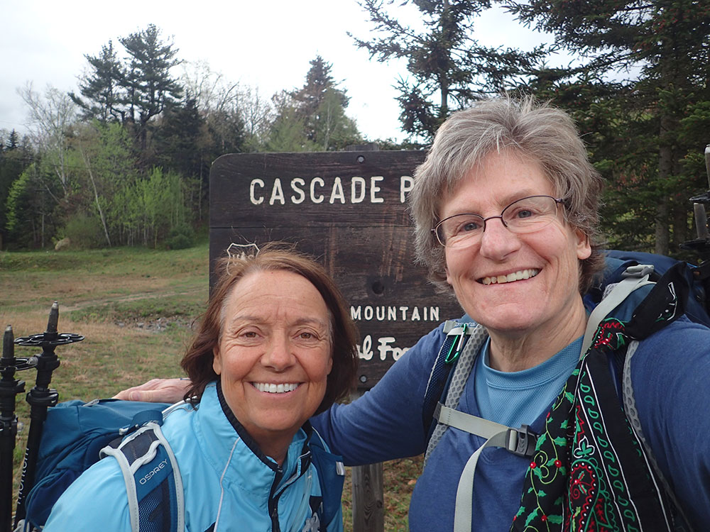 Pat and Nancy two hikers taking a seflie at the trailhead