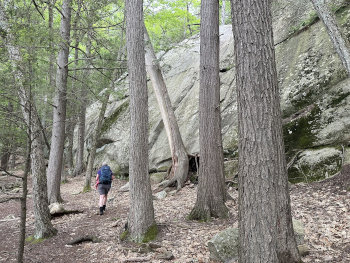 hiker walking next to cliff